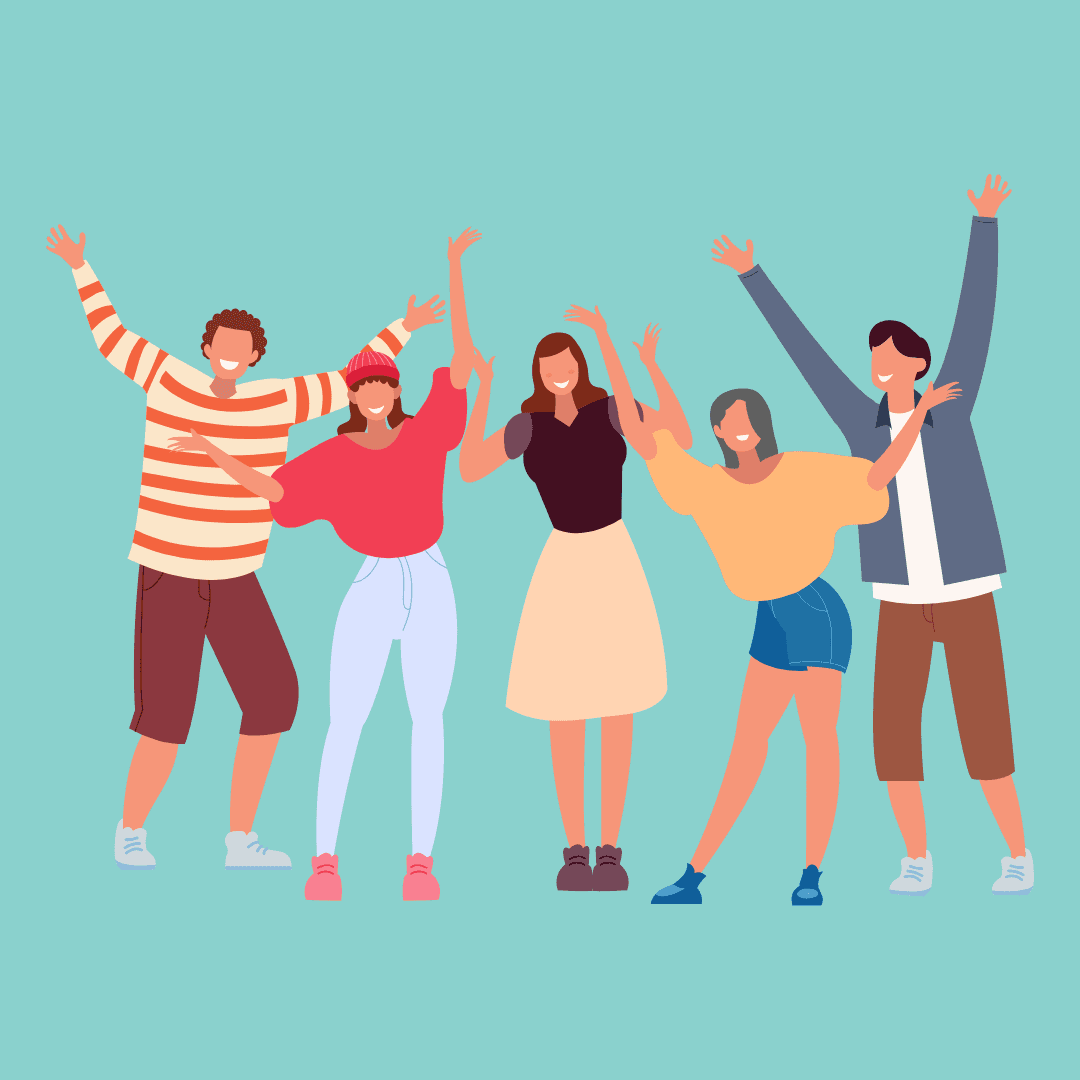 A group of people happy