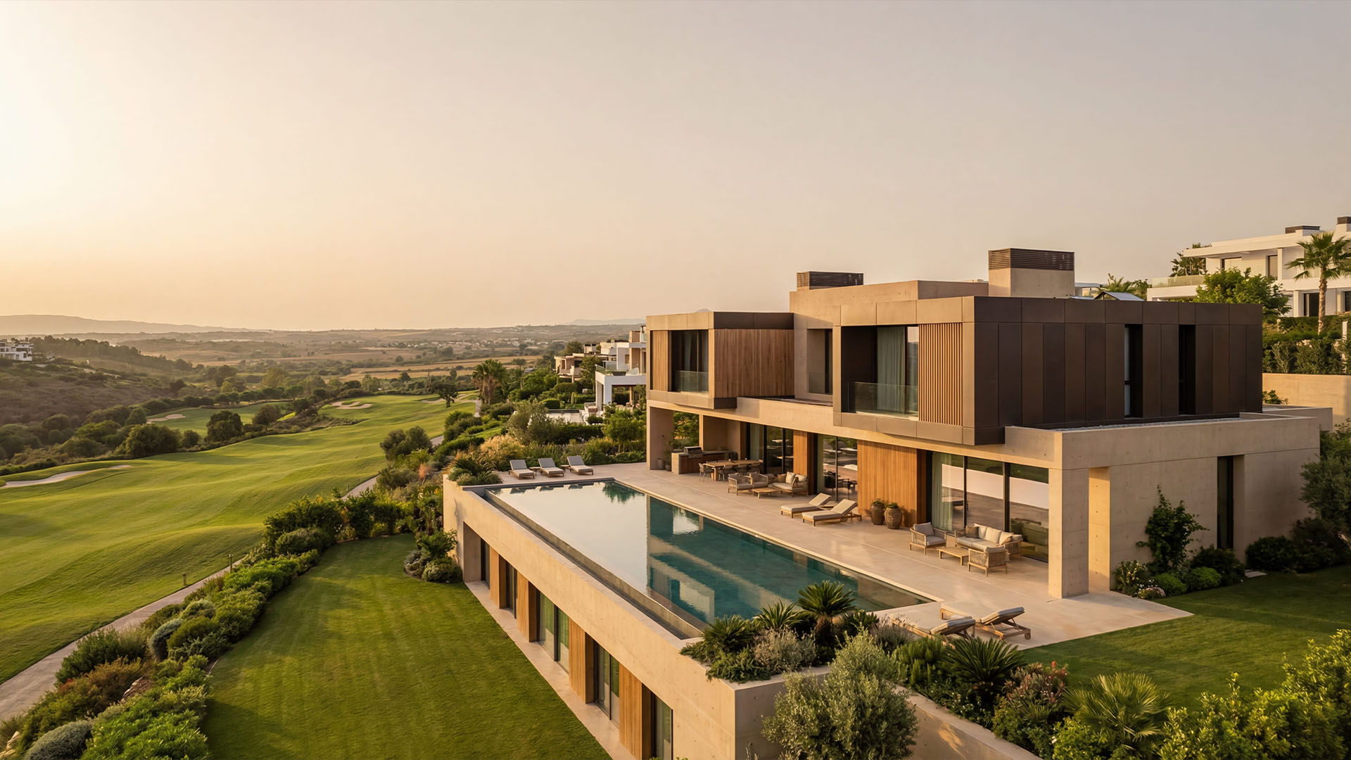 Contemporary Marbella villa overlooking golf course with infinity pool