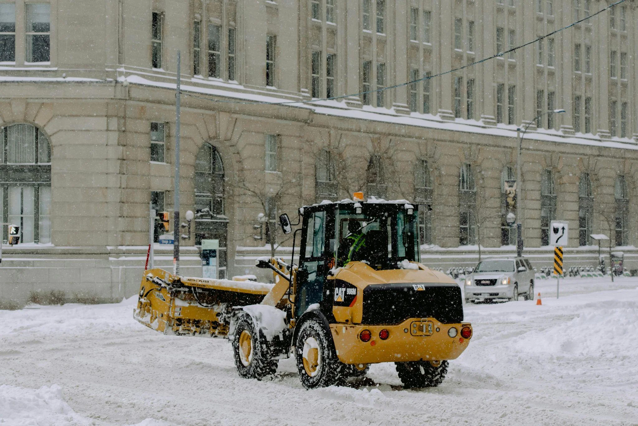 Snow removal from a commercial site.