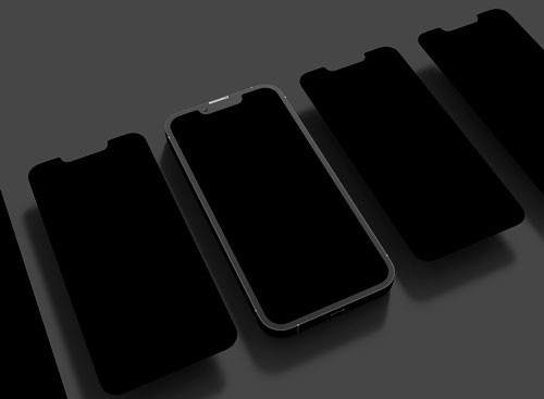 black Phone screens in a line