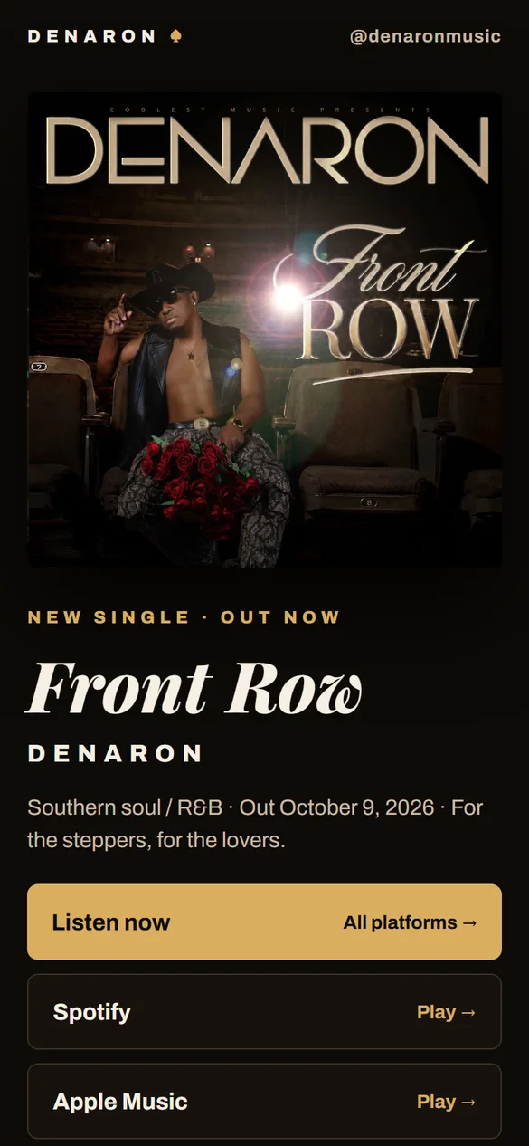 Denaron's release page on a phone