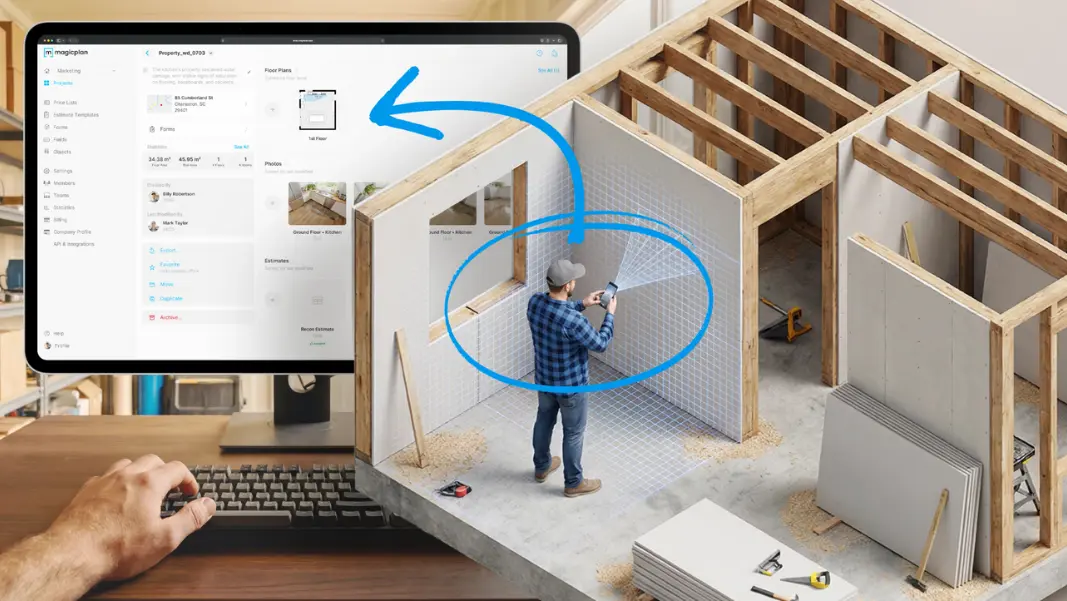 professional scanning a room with Lidar
