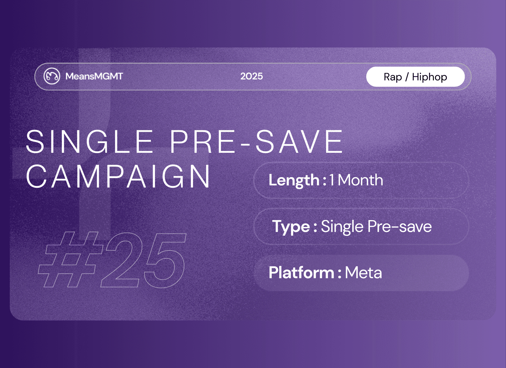 Quick Look and Strategy summary for the $800 pre-save music marketing campaign, detailing goals to boost Spotify consumption lift and successful tactics like auto-follow to playlist and geo-tiered budget allocation. Key results include 1,700+ pre-saves and a $0.47 Cost Per Pre-Save.