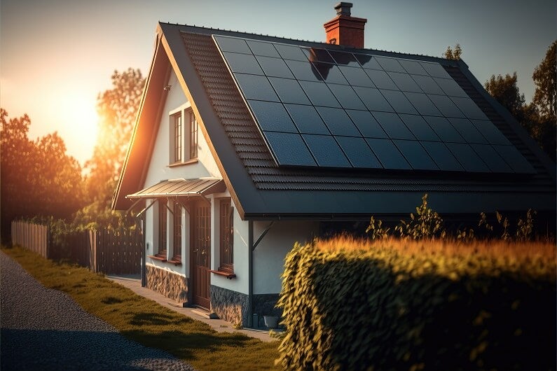 Asthetic image of house with solar panels