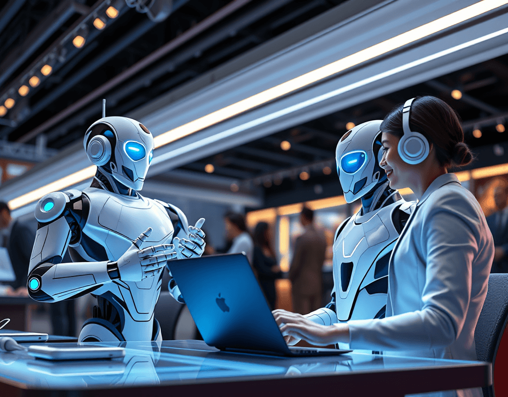 Business owners discussing AI chatbot adoption and automation.