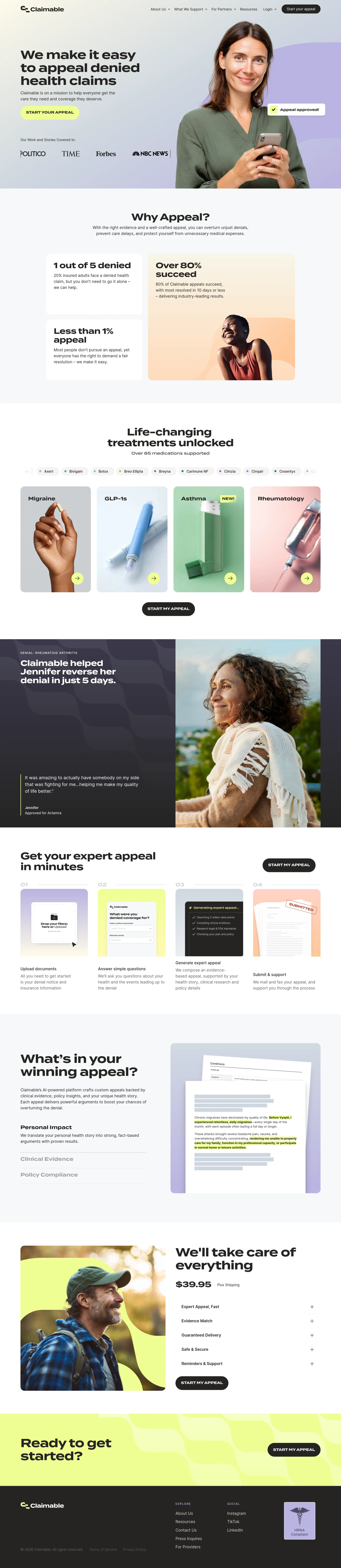 Claimable landing page screenshot showcasing Health & Fitness and Medical design