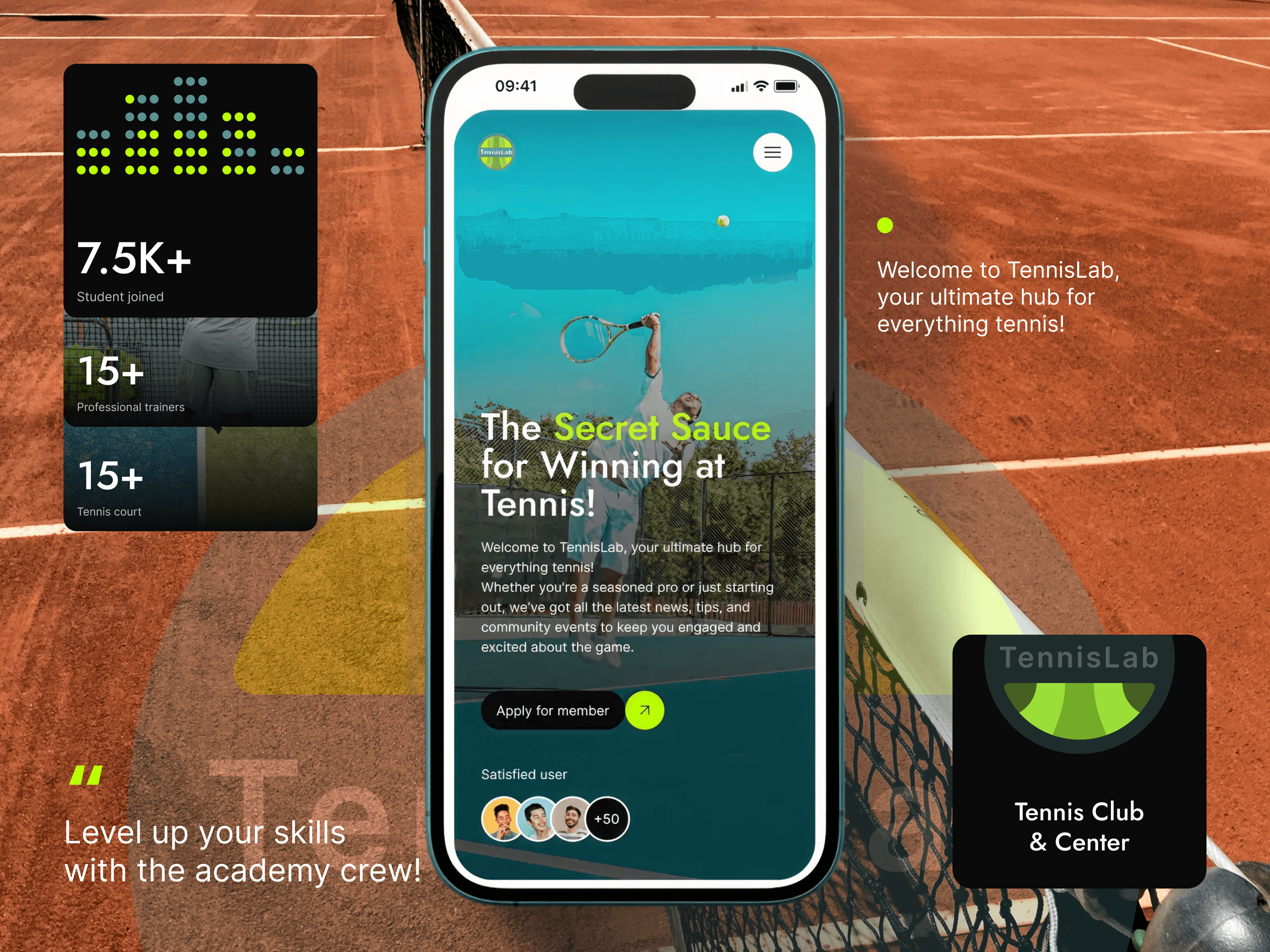 TennisLab Website - Mobile view