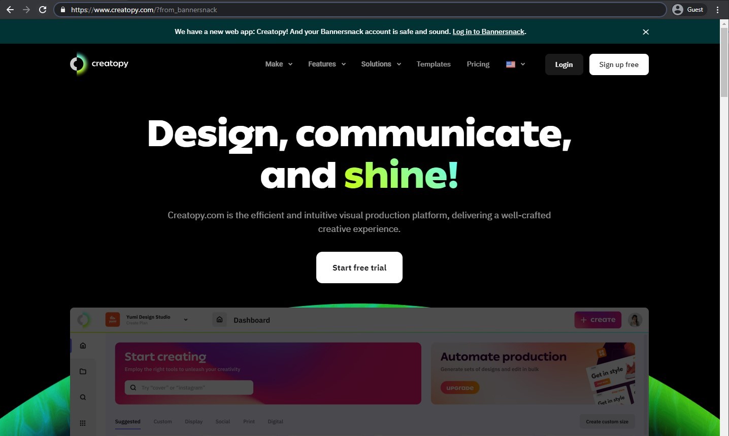 Creatopy landing page