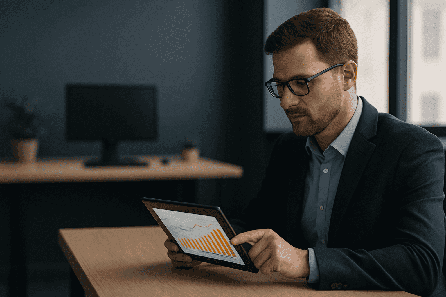 Imagem de engenheiro fazendo com um tablet analisando uma avaliação de imóvel