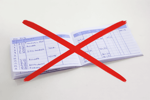 Durchgestrichenes Papierfahrtenbuch