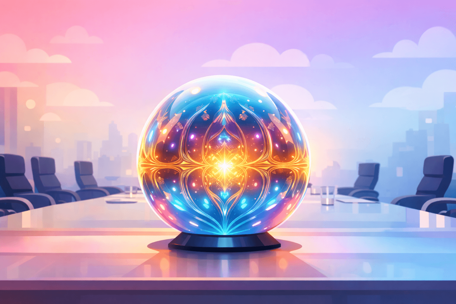 AI transformation and governance in the boardroom with digital intelligence visualization