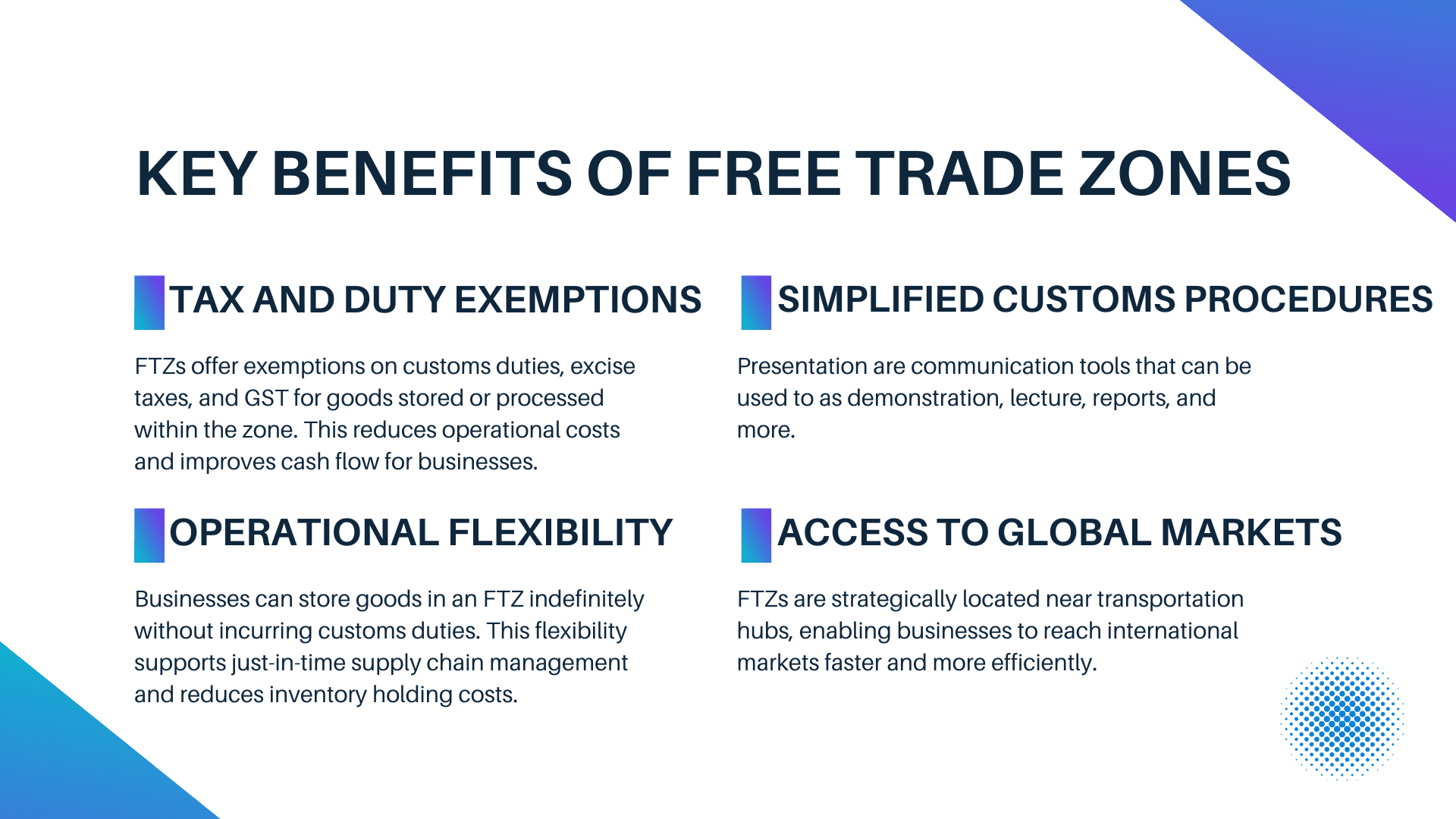 Benefits of free trade zone