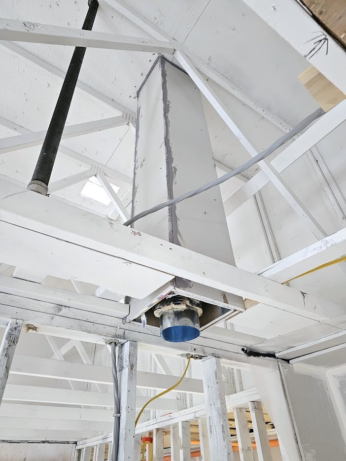 Close up of white ceiling repair
