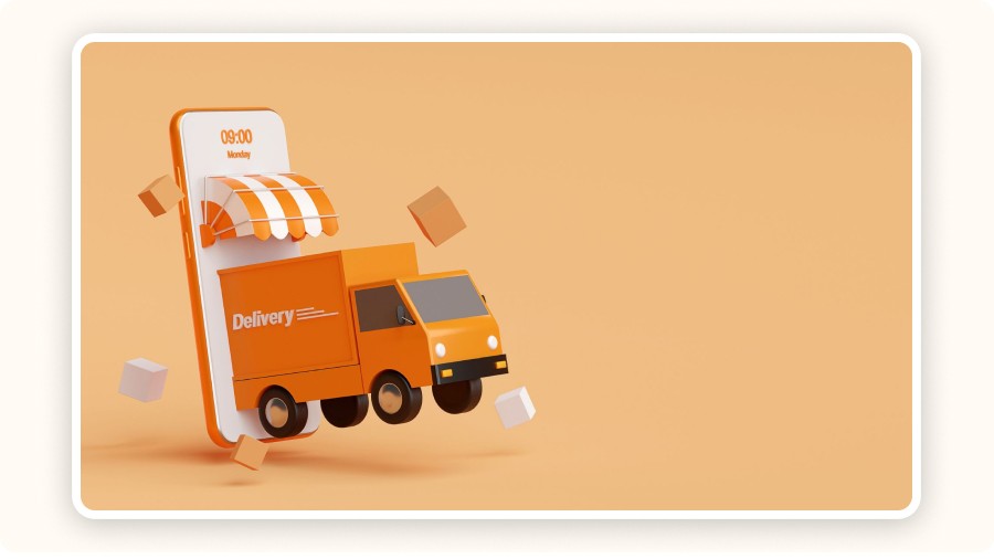 3D illustration of a delivery truck