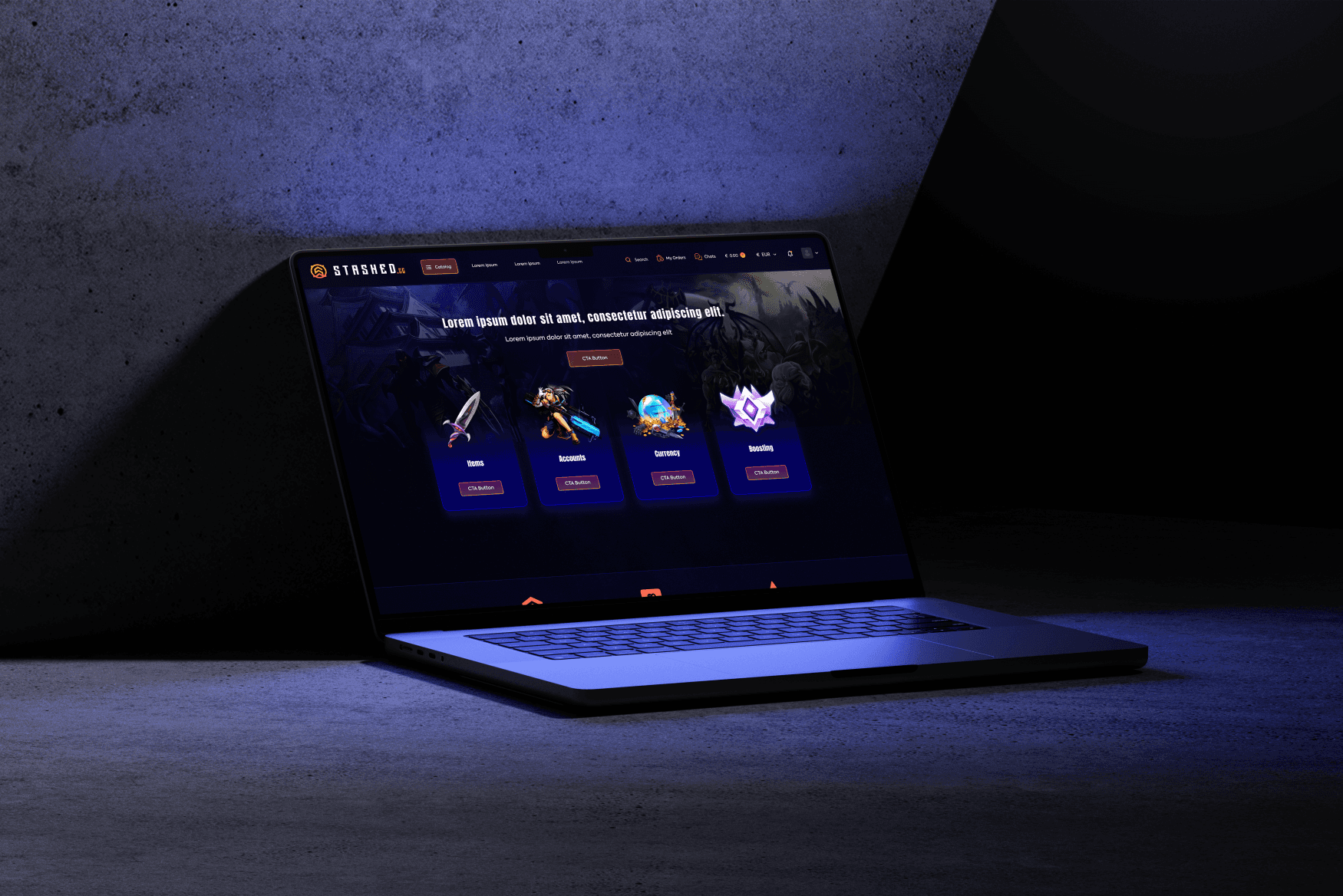 Web App for a cryptocurrency-powered in-game trading platform. 