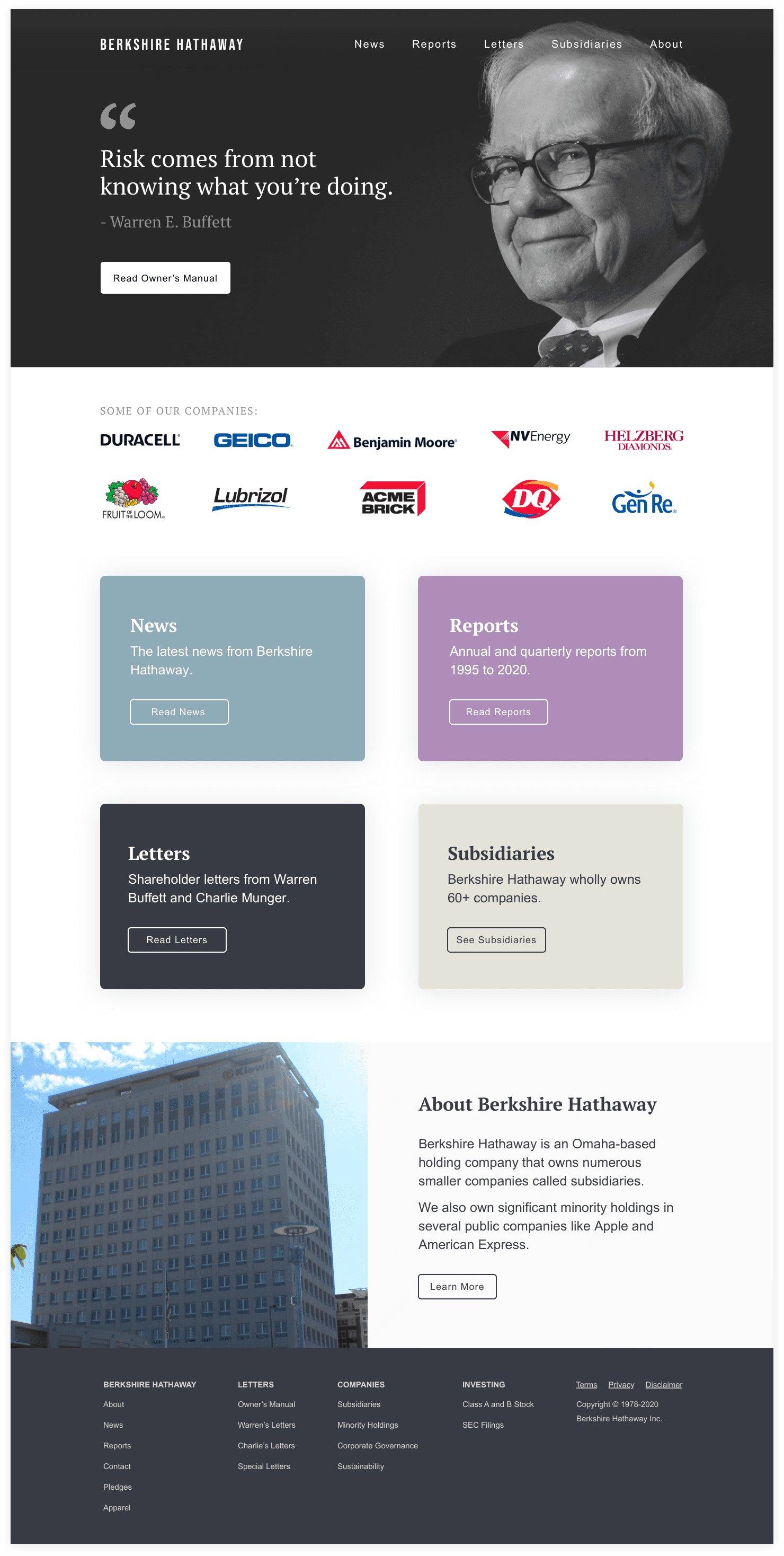 Final Berkshire Hathaway homepage redesign by Jeff Shibasaki