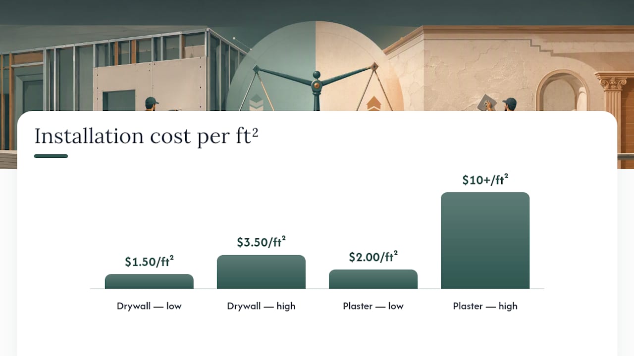 Cost comparison of drywall and plaster installation
