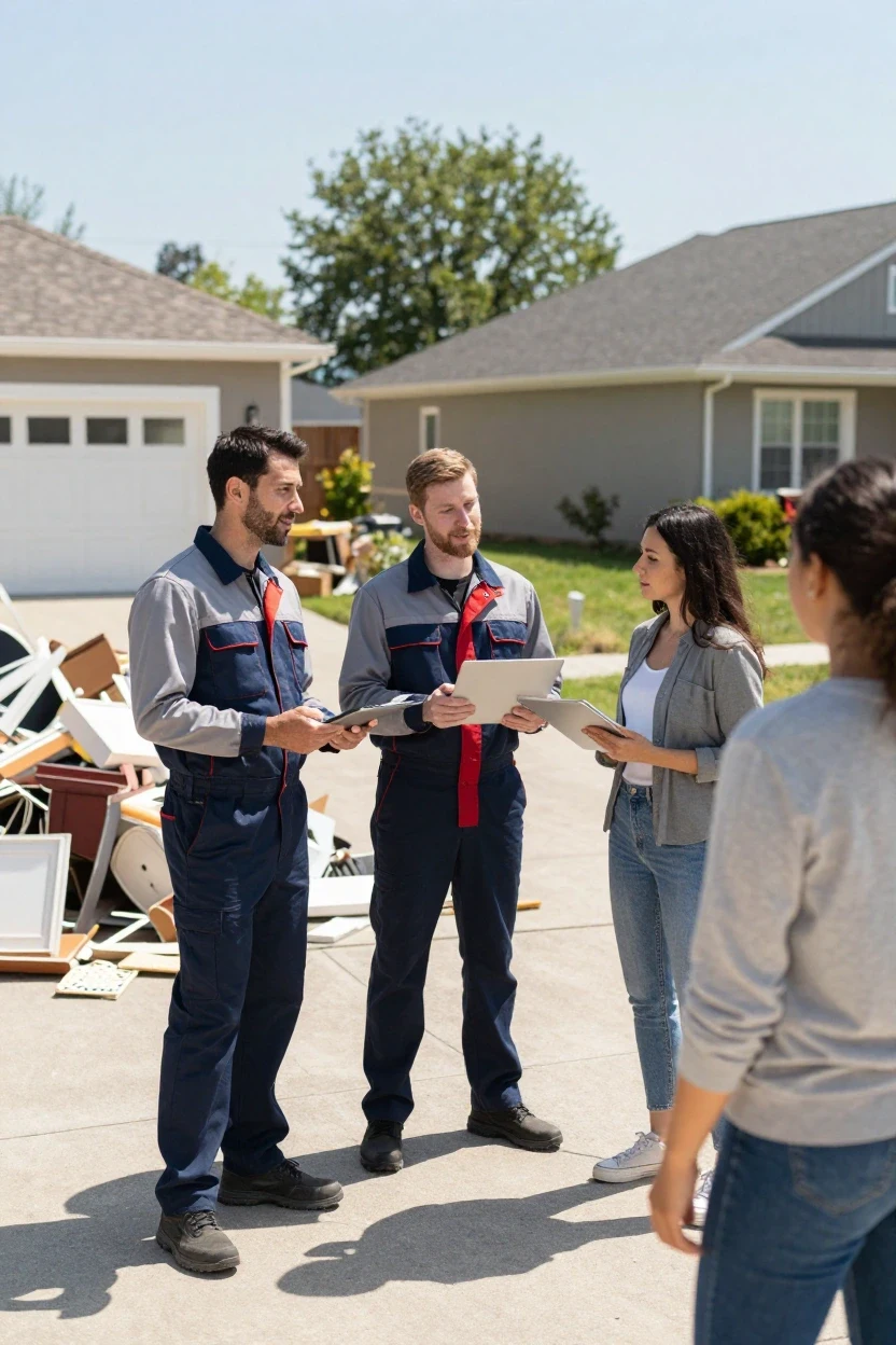 Junk Removal Crew talking with customer