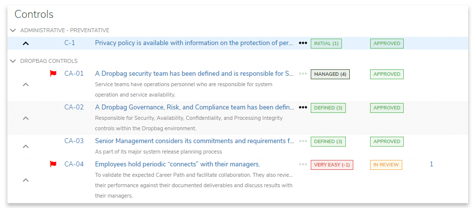 Control management for SOC 2 compliance