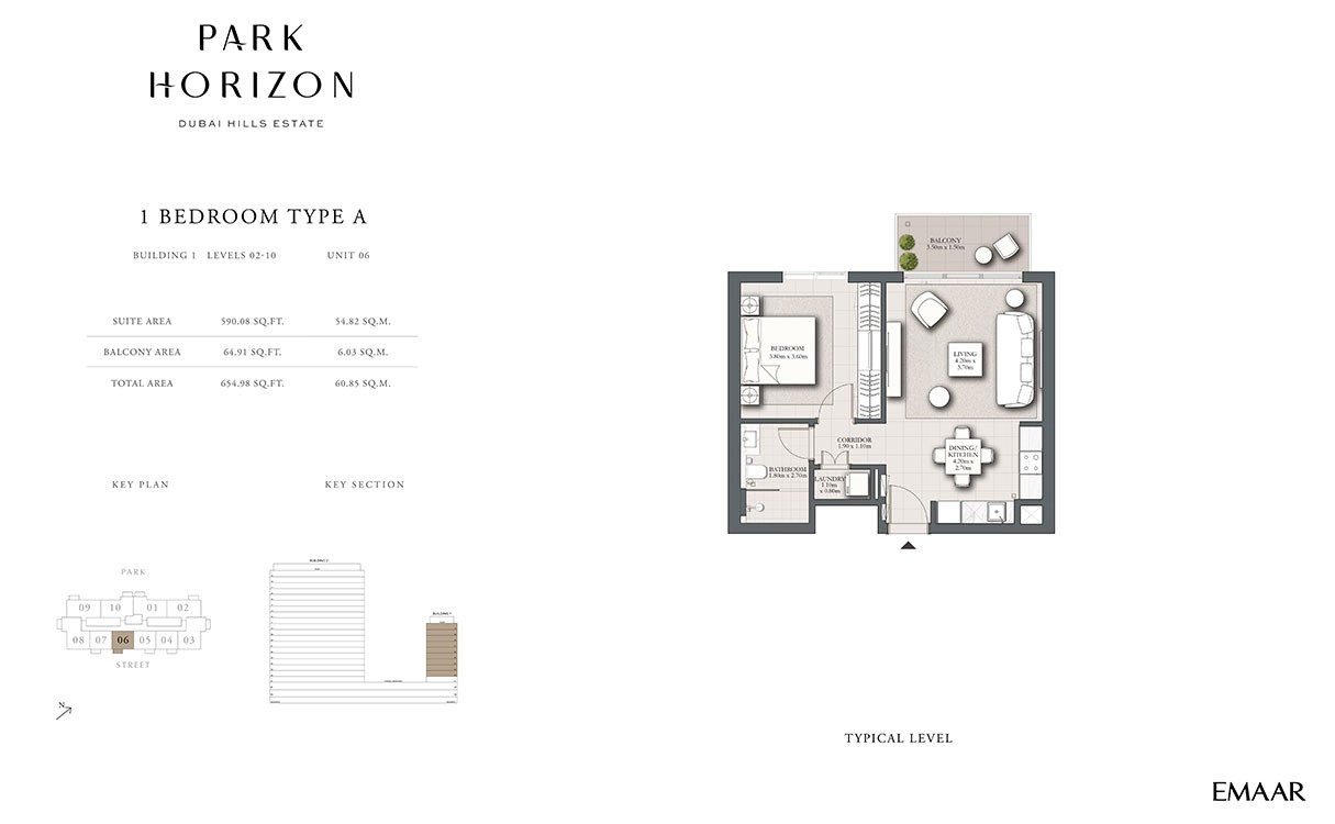 Park Horizon 1-Bedroom Floor Plan