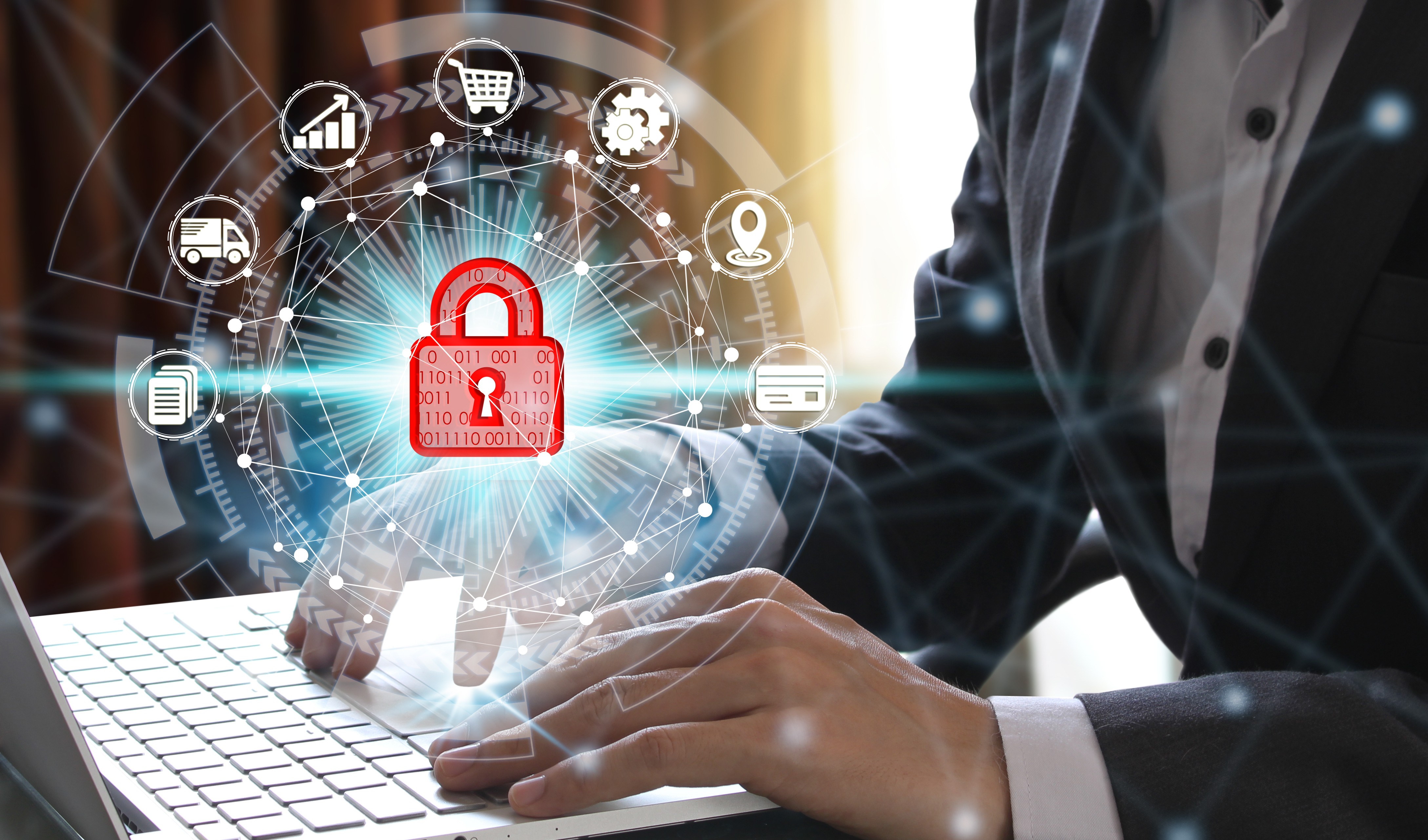 Image of a secure website browsing padlock icon on modern screen.