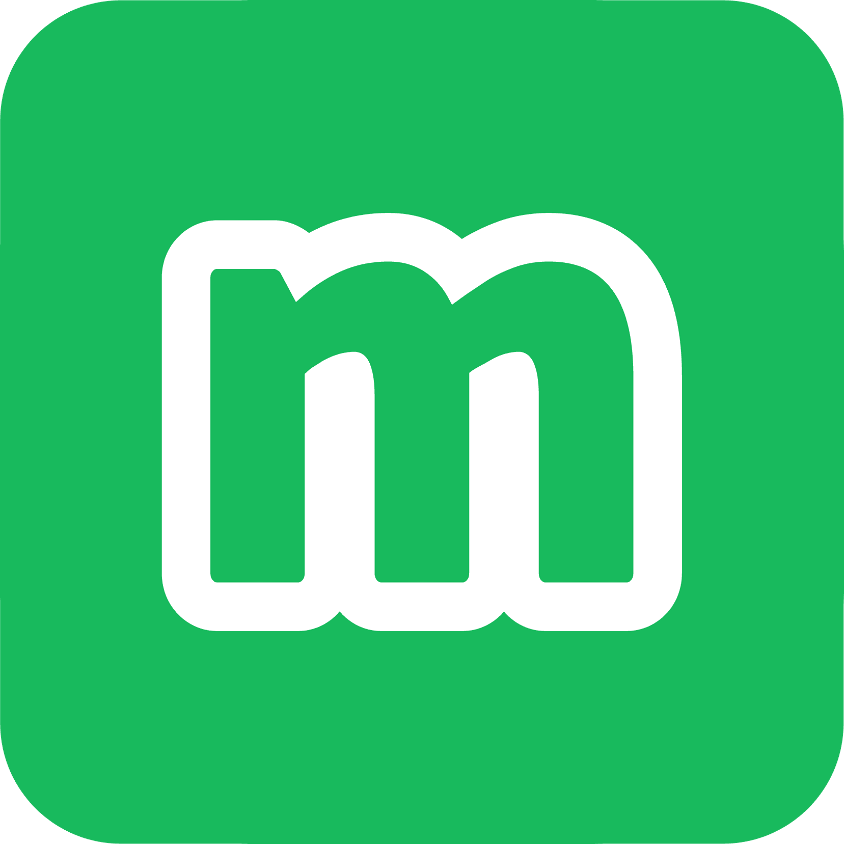 M Logo on green background