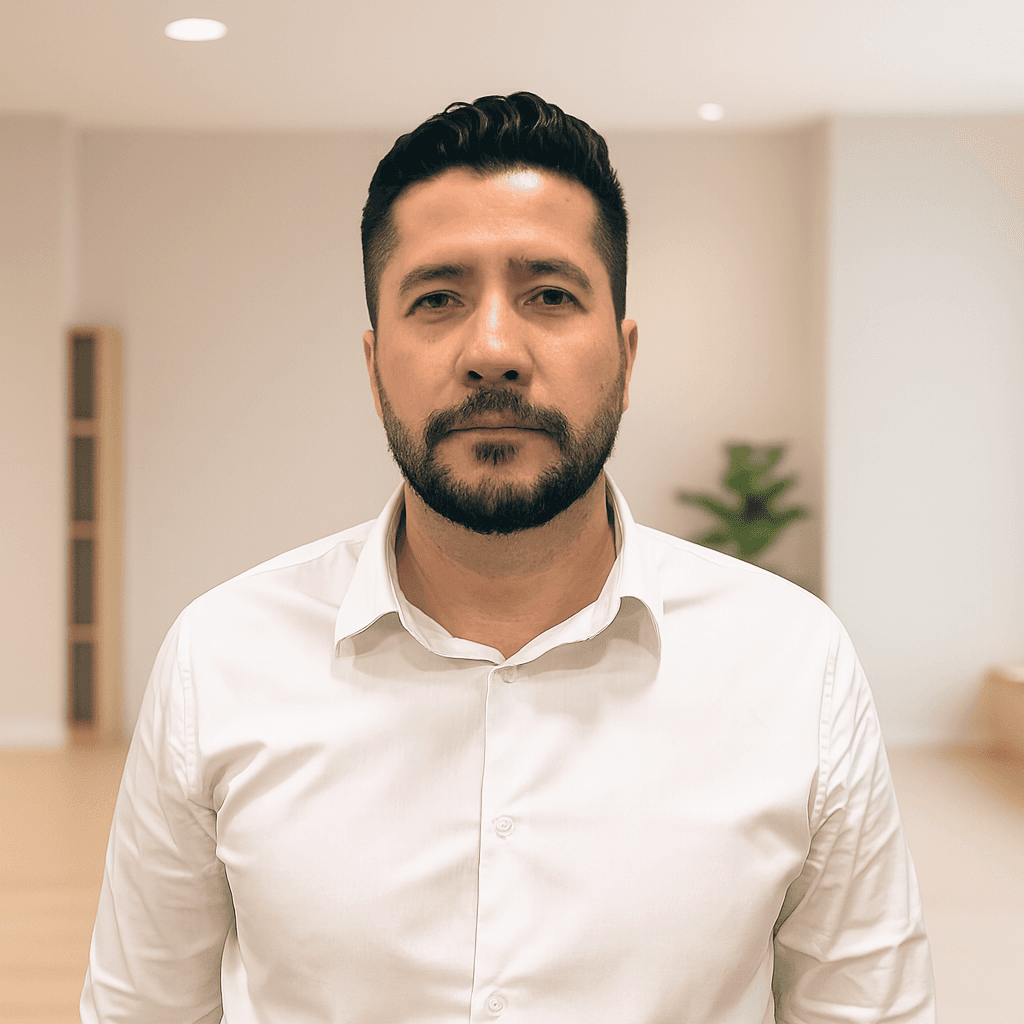 Smiling businessman sitting at a desk