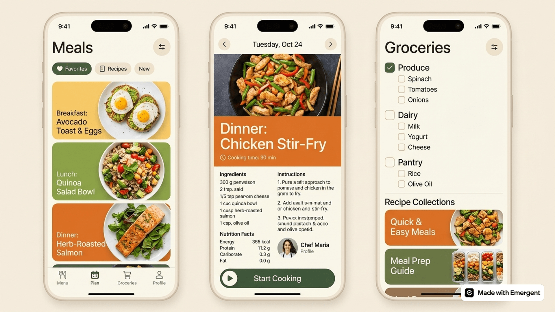 Meal Planning Calendar App Made with Emergent
