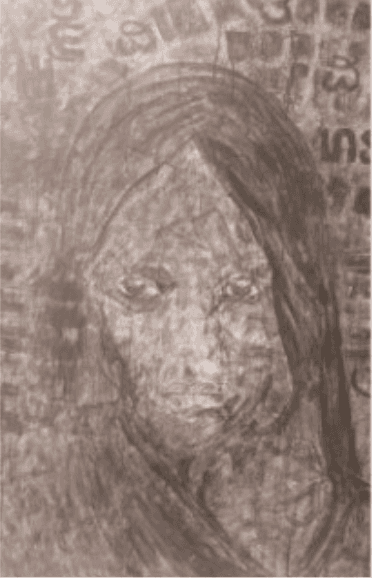 herd of sheep on road painting