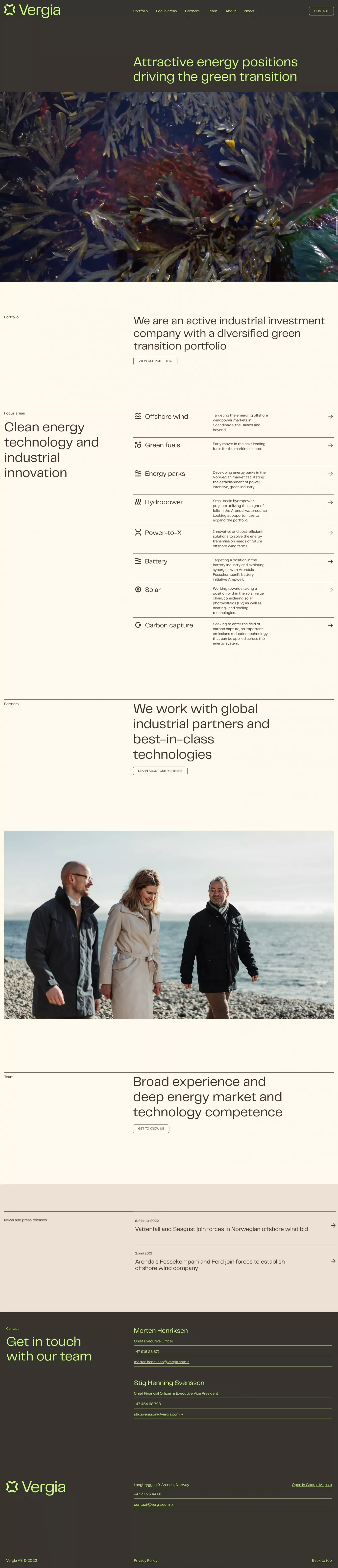 Attractive energy positions driving the landing page screenshot showcasing Tech and Nature design