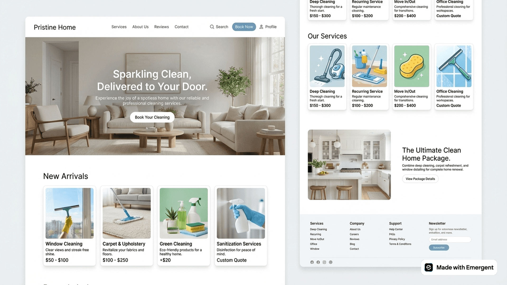 Cleaning Business Website Made With Emergent