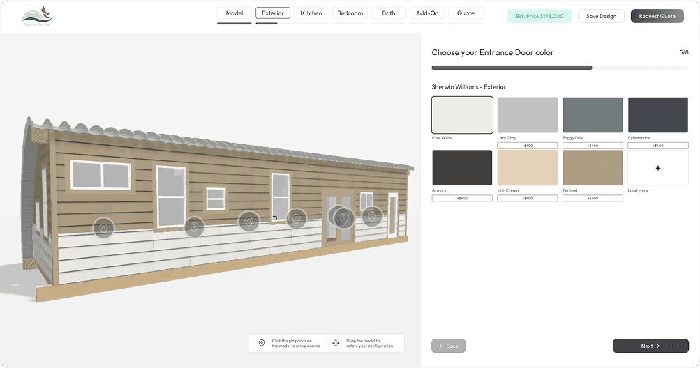 Nordic and Spruce using Tiny Easy's 3D Tiny House Configurator