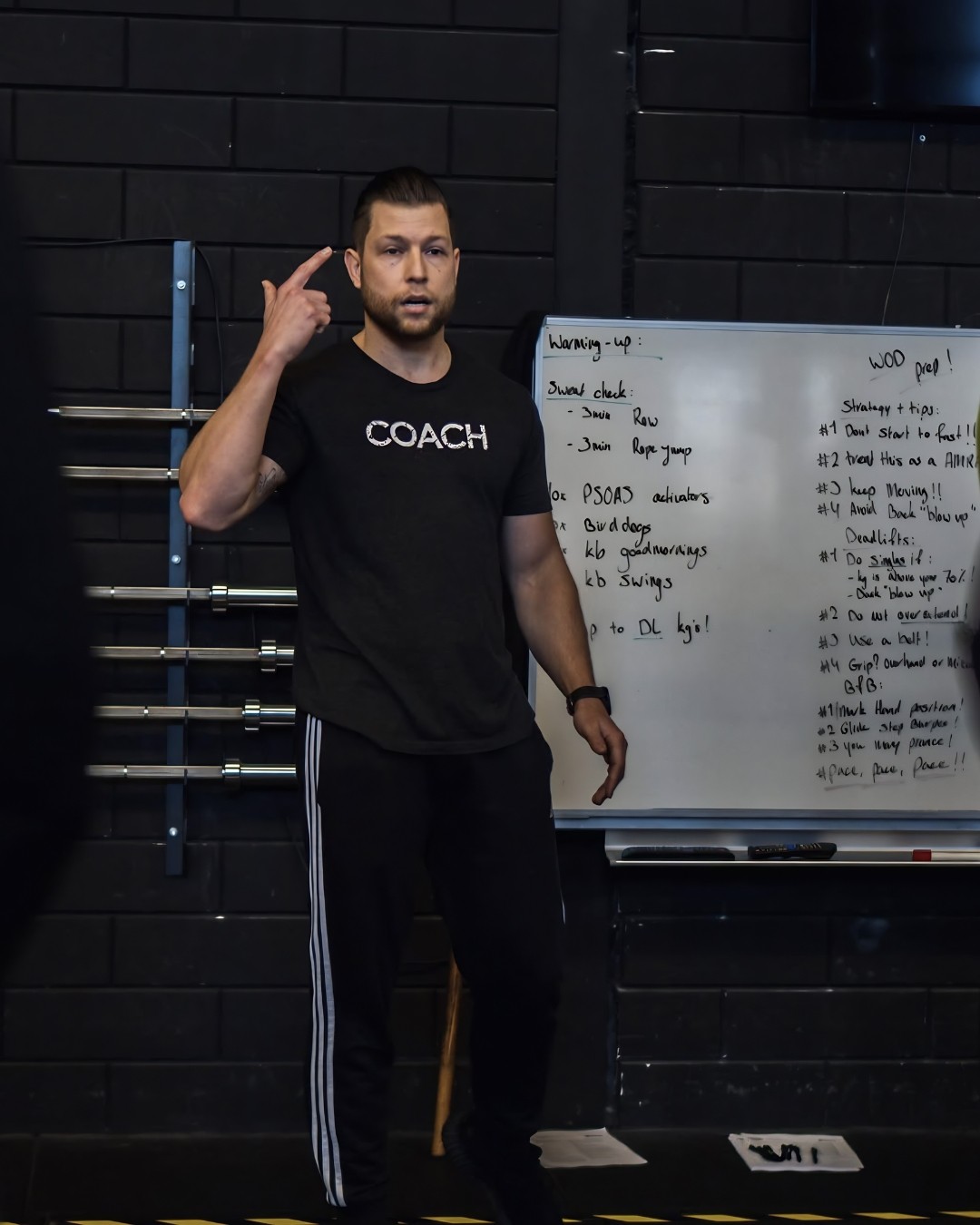 Coach explaining stuff to an athlete