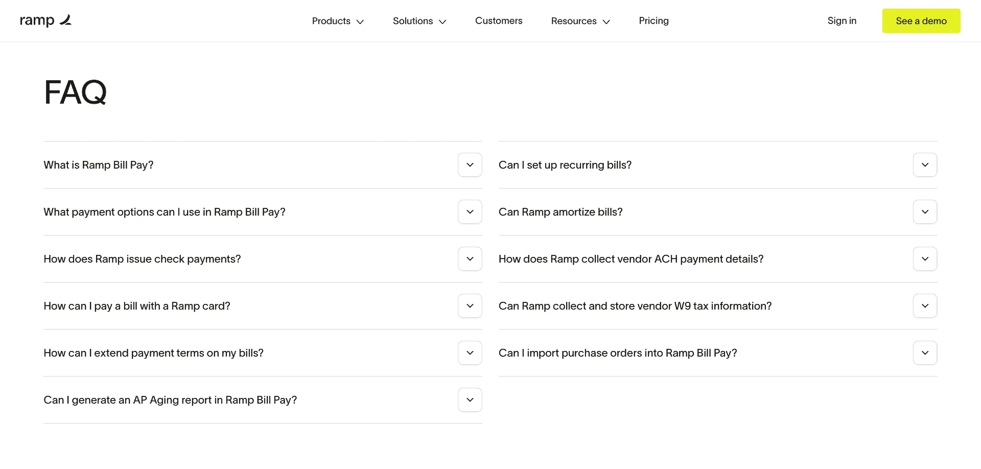 A SaaS product landing page example with an FAQ element