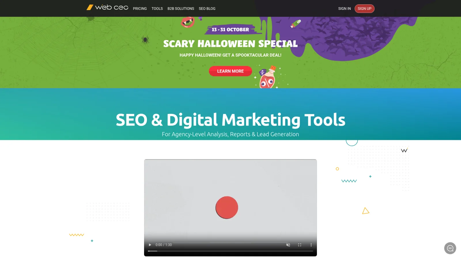 WebCEO homepage