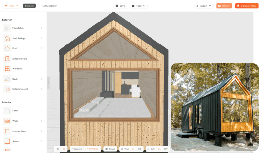 Nordic and Spruce tiny home model in the tiny house design software