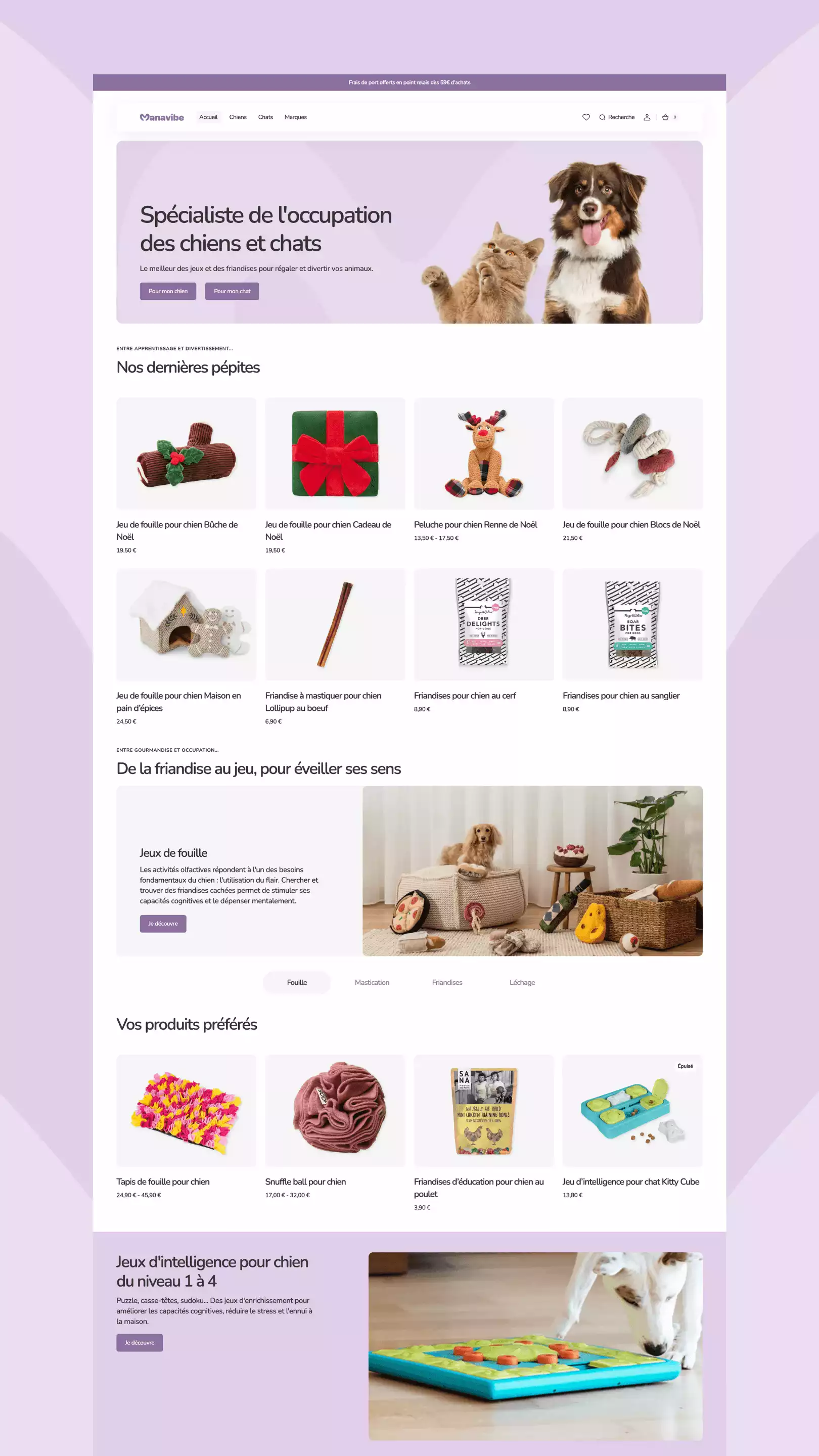 Webdesign du site Manavibe, boutique spécialisée en stimulation animale