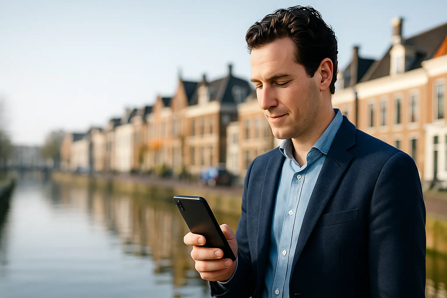 Man die een website laadt vanaf zijn mobiel die snel is