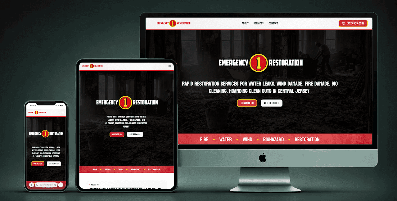 Responsive electrician website design displayed on desktop tablet and mobile devices