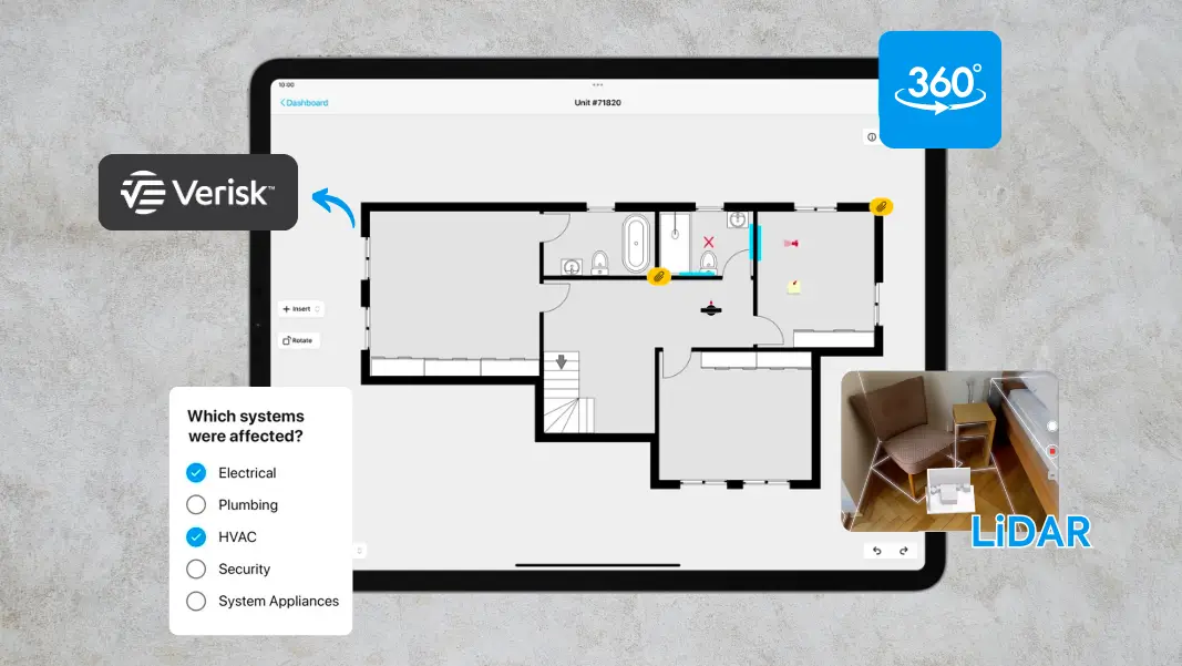 a tablet showing a blue print