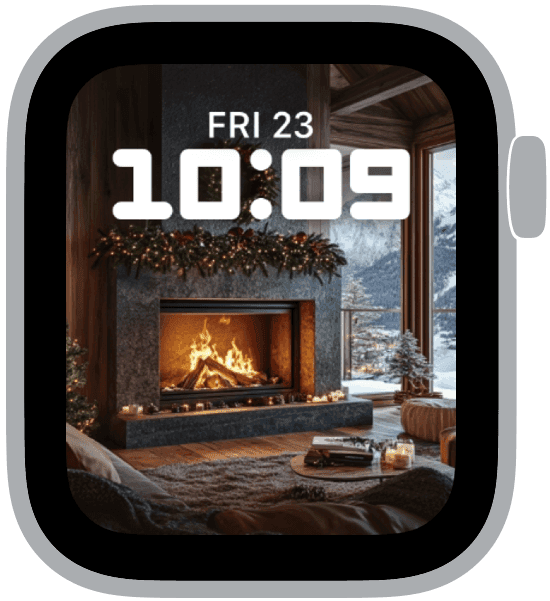 an apple watch face from the by the fireside collection