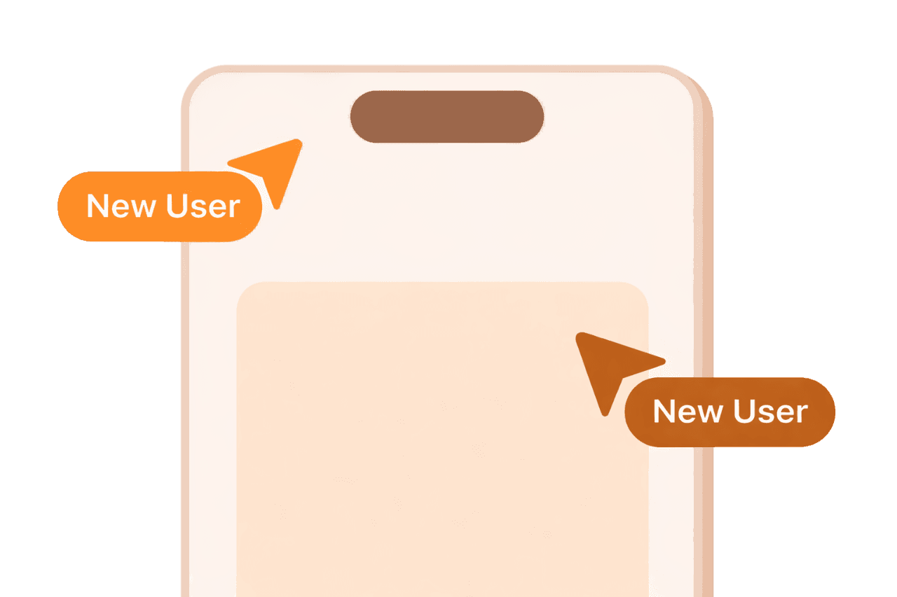 mobile illustration which shows mutiple new users are coming to app wihc shows growth