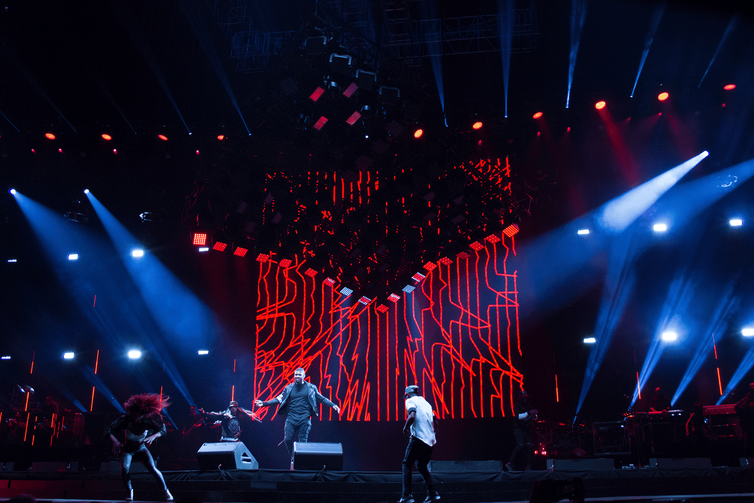 United Way of Metropolitan stage with lights and LED walls behind USHER