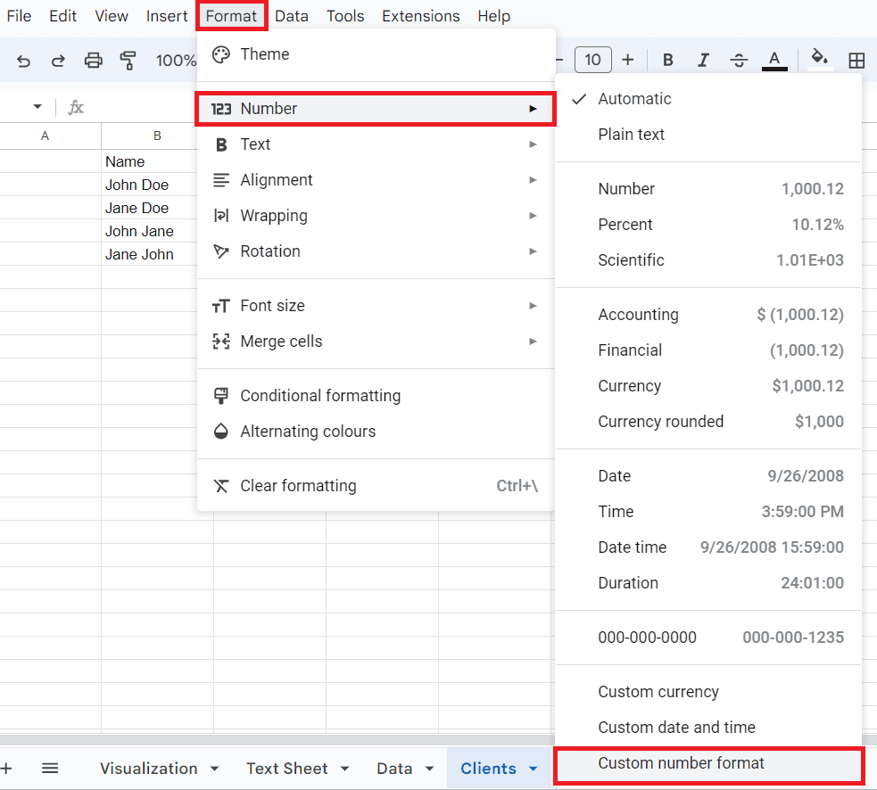 Create a Custom Number Format