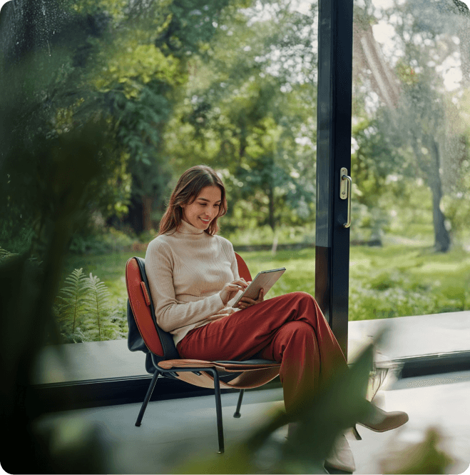 business setup companies in dubai - women using tab