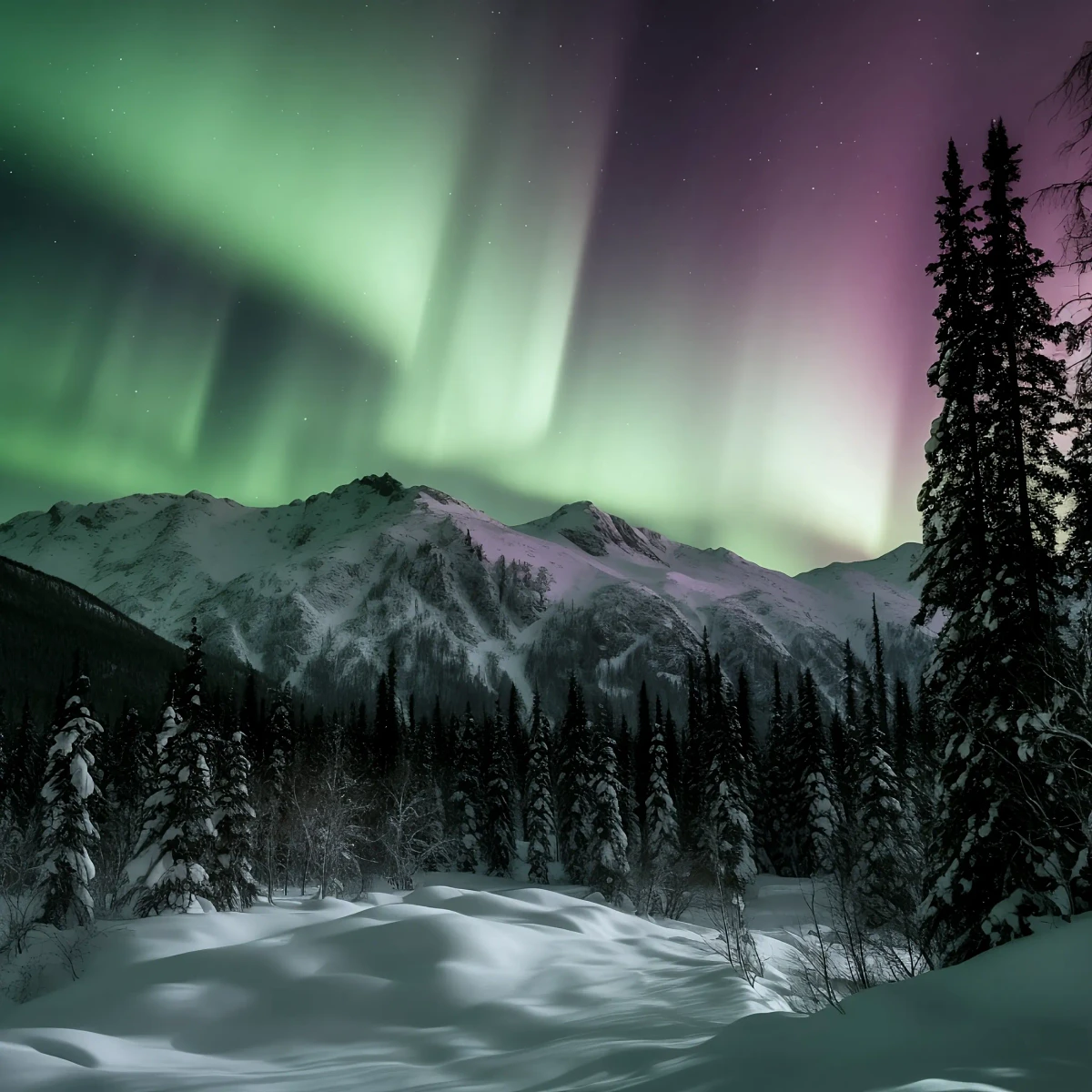 Aurora over the pines