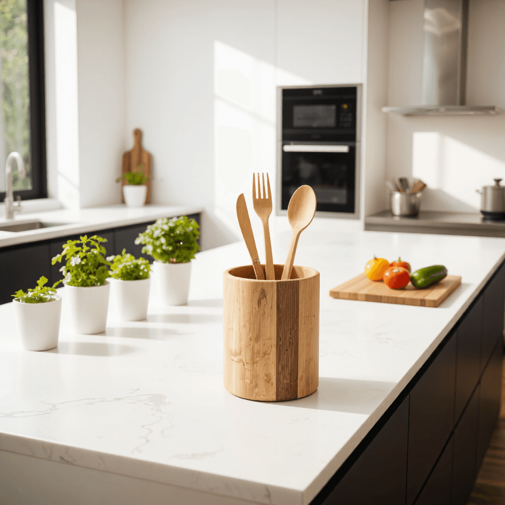 product photography of cylindrical cutlery holder