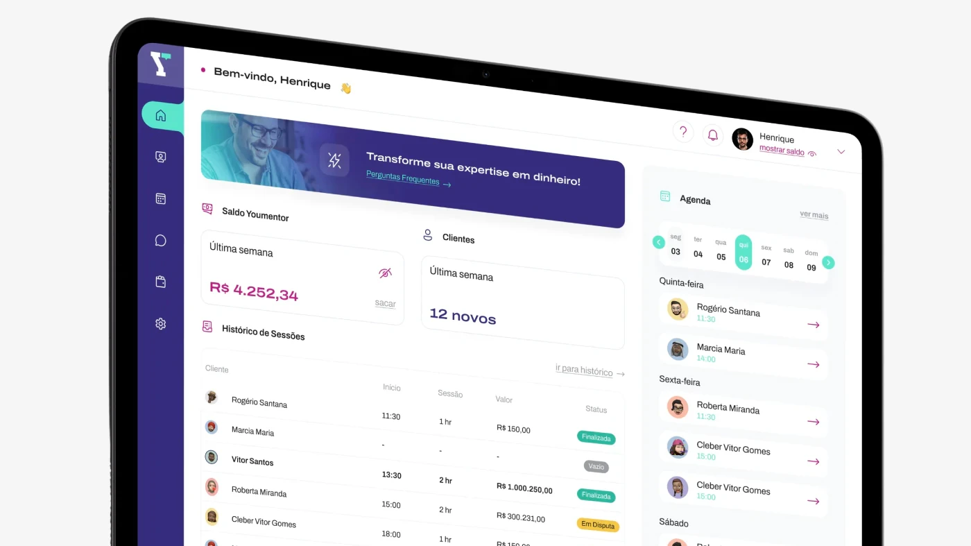 Plataforma SaaS Youmentor com design da Wama