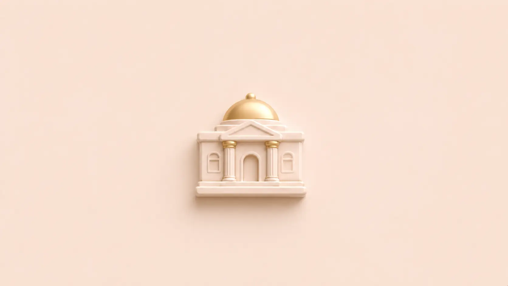 Neumorphic government building with dome on cream canvas representing the comparison between tokenised Treasury vaults BUIDL USDY and Lucidly syUSD