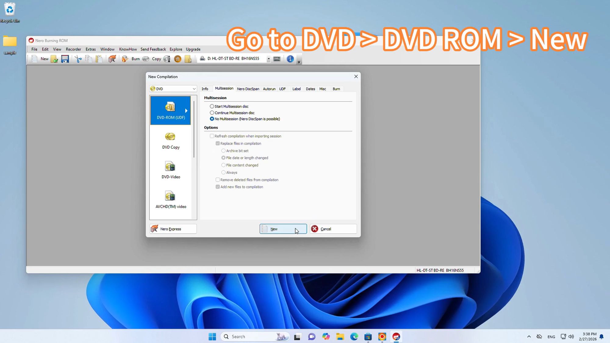 Nero DVD Compilation Setup